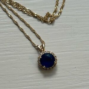 Blue Sapphire Diamond Gold Necklace